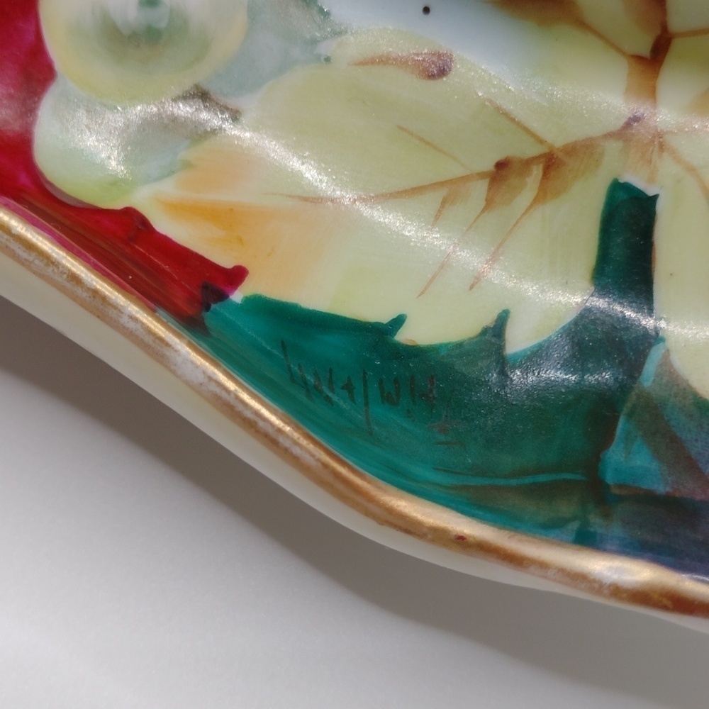 Vintage Vienna Burnished Gold Dish Tray Grapes Leaves Beautiful Signed - Picture 12 of 13